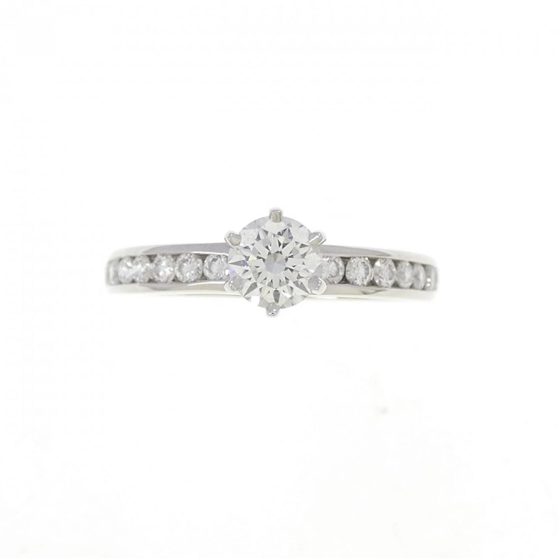 TIFFANY&CO. SOLITAIRE CHANNEL SETTING RING: TIFFANY&Co. Solitaire Channel Setting Ring Brand: TIFFANY&Co. Type/Style: Ring Material: Platinum950, Main Stone/Creation Natural Color: White Size: US 5 Accessories: None Accessories Notice: When