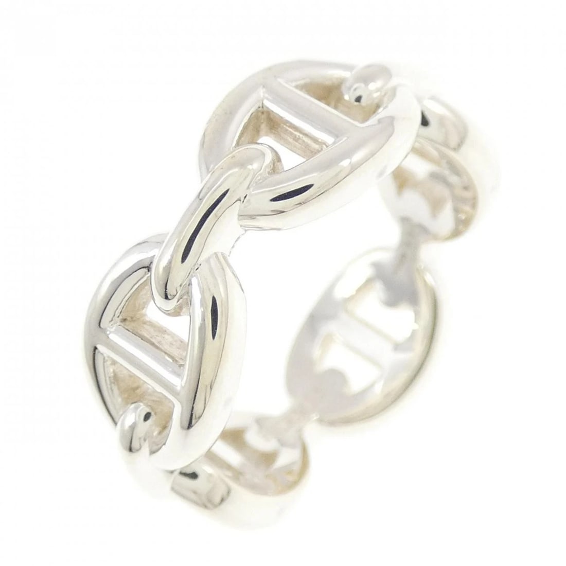 HERMES CHAINE D'ANCRE ENCHAINE RING: Hermes Chaine d'Ancre Enchaine Ring Brand: HERMES Type/Style: Ring Material: 925Silver, Color: Silver Size: US 6 1/4 Accessories: None Accessories Notice: When purchasing pre-owned goods, please
