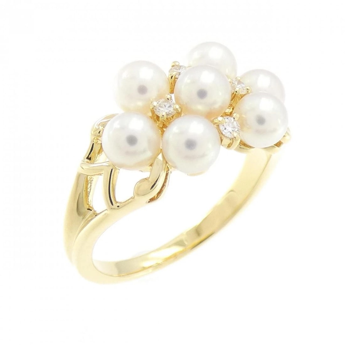 MIKIMOTO AKOYA PEARL RING: Mikimoto Akoya Pearl Ring Brand: MIKIMOTO Type/Style: Ring Material: K18 yellow gold, Main Stone/Creation Akoya PearlSecondary Stone diamond Color: Yellow Gold Size: US 5 Accessories: None