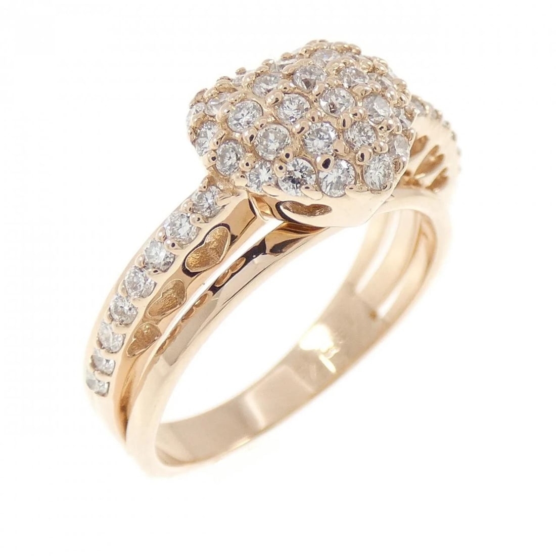 PONTE VECCHIO HEART DIAMOND RING: Ponte Vecchio Heart Diamond Ring Brand: Ponte Vecchio Type/Style: Ring Material: K18 Pink Gold, Main Stone/Creation Natural Color: pink Gold Size: US 5 1/4 Accessories: None Accessories No