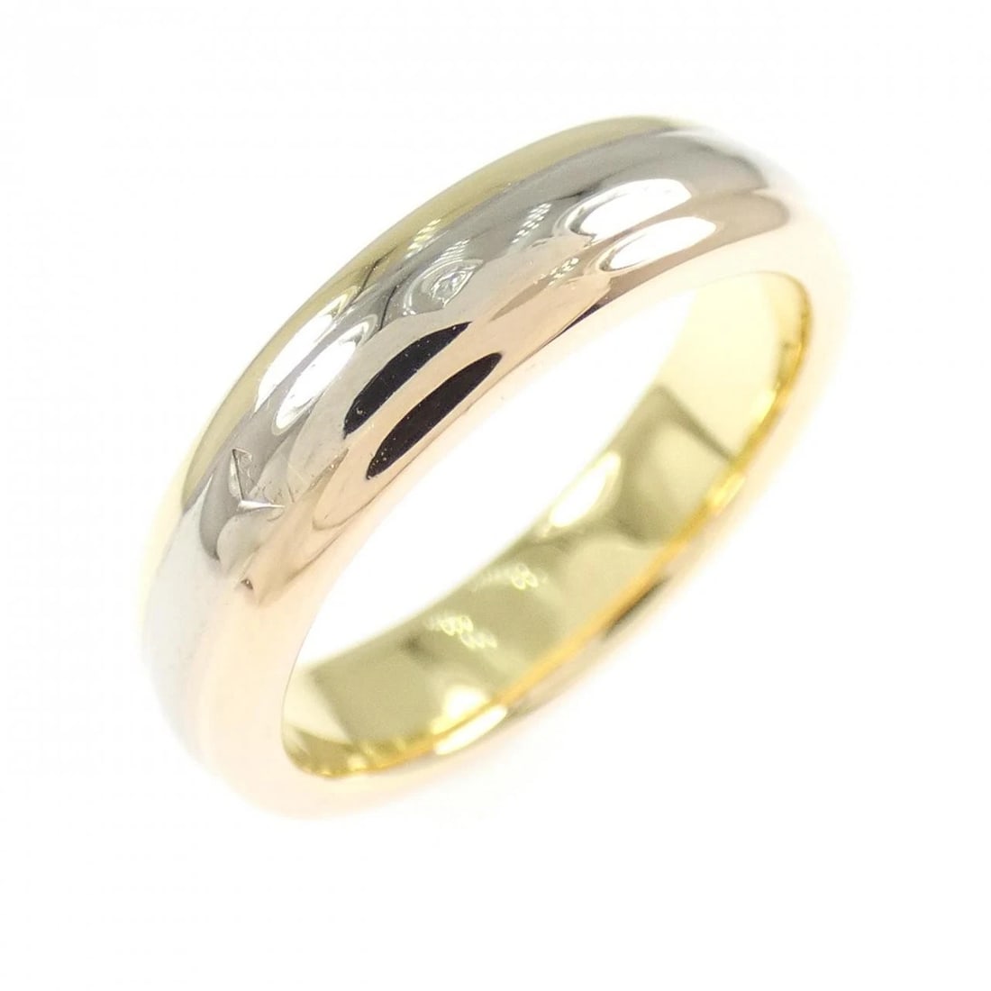CARTIER THREE-COLOR WEDDING RING: Cartier Three-Color Wedding Ring Brand: CARTIER Type/Style: Ring Material: 750 Yellow Gold/750 White Gold/750 Pink Gold, Color: White GoldYellow Gold pink Gold Size: US 4 Accessories: None