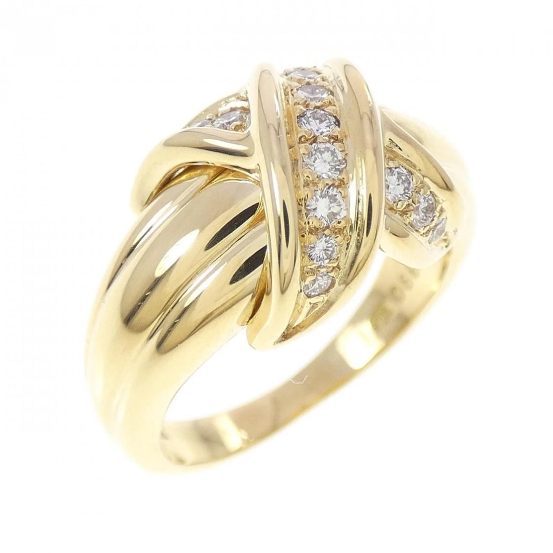 TIFFANY&CO. SIGNATURE LARGE RING: TIFFANY&Co. Signature Large Ring Brand: TIFFANY&Co. Type/Style: Ring Material: 750 yellow gold, Main Stone/Creation Natural Color: Yellow Gold Size: US 4 3/4 Accessories: None Accessories Notice: