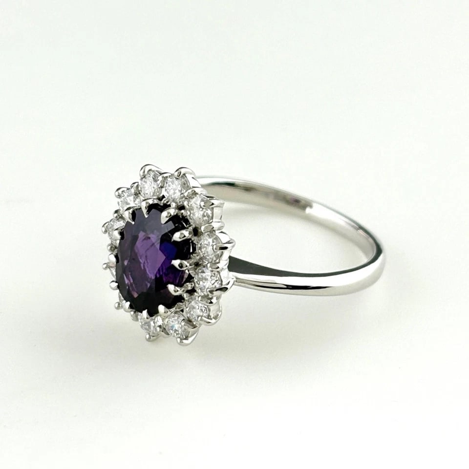 PURPLE SAPPHIRE DESIGN PLATINUM RING DIAMOND: Purple sapphire design Platinum Ring diamond Brand: Unbranded Type/Style: Ring Material: Pt900, Main Stone/Creation PurpleSapphire Diamond Color: None Size: US 7.5 to 8 Accessories: None Accessories