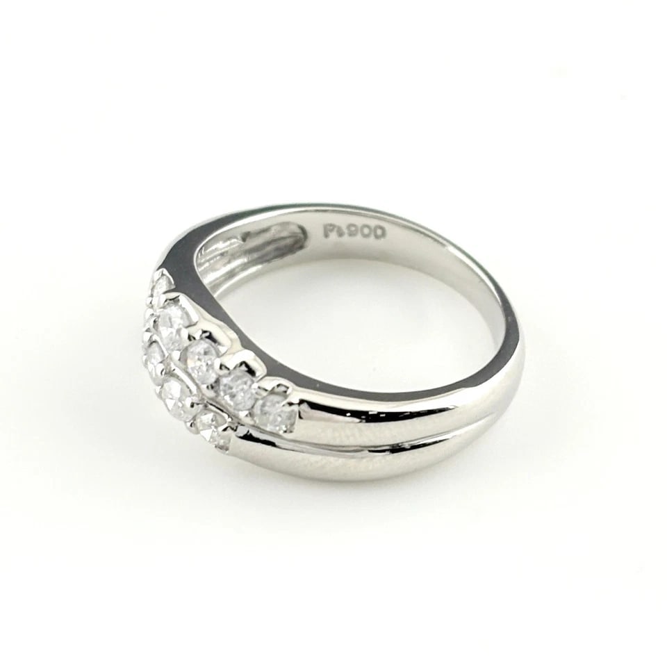 MELEE DIAMOND DESIGN PLATINUM RING: melee diamond design Platinum Ring Brand: Unbranded Type/Style: Ring Material: Pt900, Main Stone/Creation Natural Color: None Size: US 5 Accessories: None Accessories Notice: When purchasing