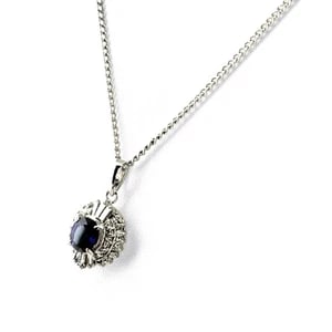 SAPPHIRE DESIGN NECKLACE PLATINUM PENDANT MELEE DIAMOND: Sapphire design necklace Platinum Pendant melee diamond Brand: Unbranded Type/Style: Necklace Material: Pt900 ?Pt850, Main Stone/Creation sapphire Color: PT Size: Chain / code 39cm(15.4") Total