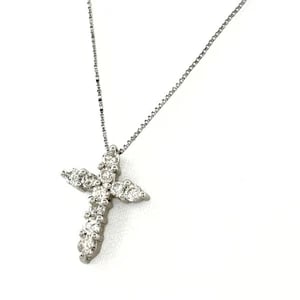 CROSS MOTIF DESIGN PLATINUM PENDANT MELEE DIAMOND NECKLACE: Cross motif design Platinum Pendant melee diamond Necklace Brand: Unbranded Type/Style: Necklace Material: Pt900 ?Pt850, Main Stone/Creation Natural Color: None Size: Chain width 0.6mm(0.0") Pendant