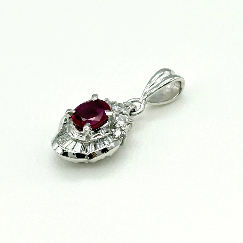RUBY PENDANT HEAD PLATINUM MELEE DIAMOND - 3