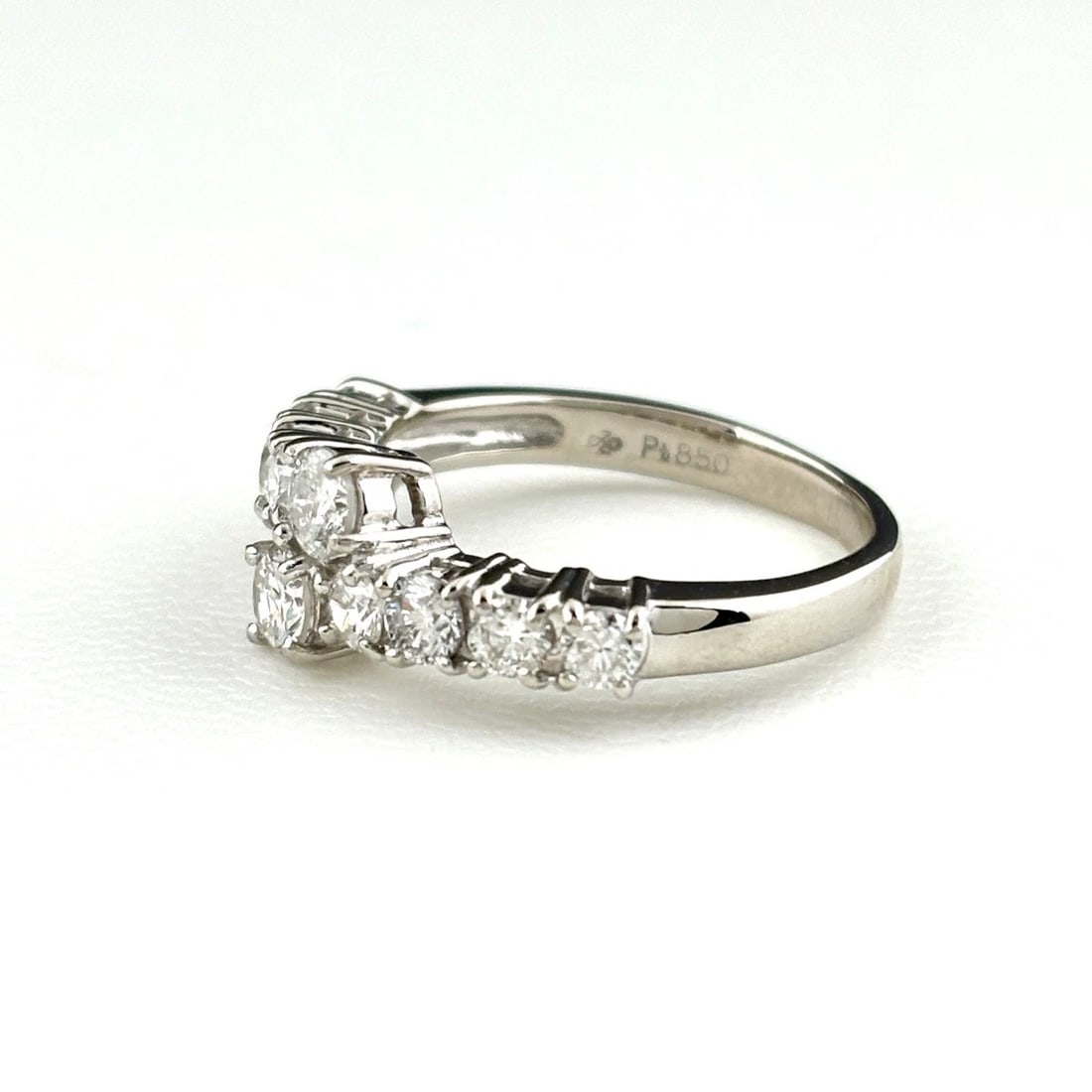 MELEE DIAMOND DESIGN PLATINUM RING: melee diamond design Platinum Ring Brand: Unbranded Type/Style: Ring Material: Pt850, Main Stone/Creation Natural Color: None Size: US 5.5 to 6 Accessories: None Accessories Notice: When p