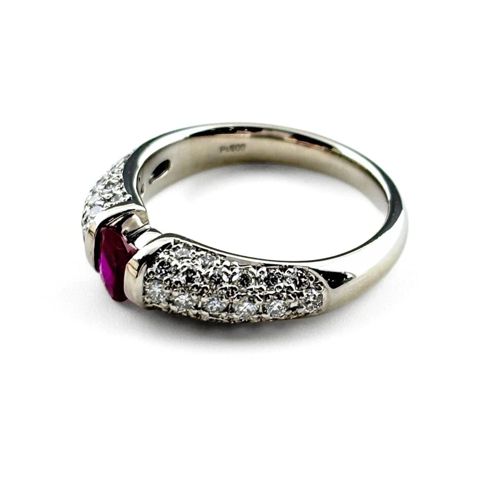 RUBY DESIGN PLATINUM MELEE DIAMOND RING: ruby design Platinum melee diamond Ring Brand: Unbranded Type/Style: Ring Material: Pt900, Main Stone/Creation Ruby Color: PT Size: US 6 Accessories: None Accessories Notice: When purchasi