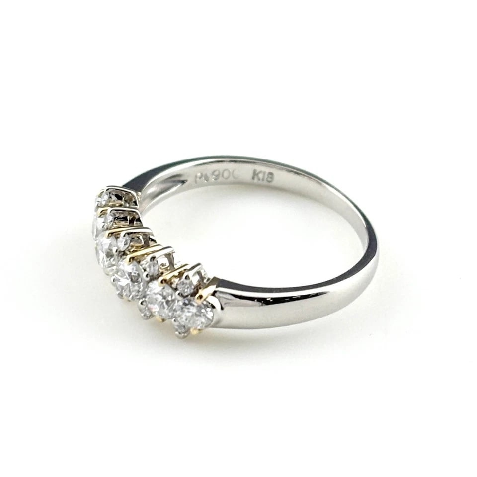 MELEE DIAMOND DESIGN PLATINUM YG YELLOWGOLD RING: melee diamond design Platinum YG YellowGold Ring Brand: Unbranded Type/Style: Ring Material: Pt900 18K, Main Stone/Creation Natural Color: None YG Size: US 4 to 4.5 Accessories: None Accessories