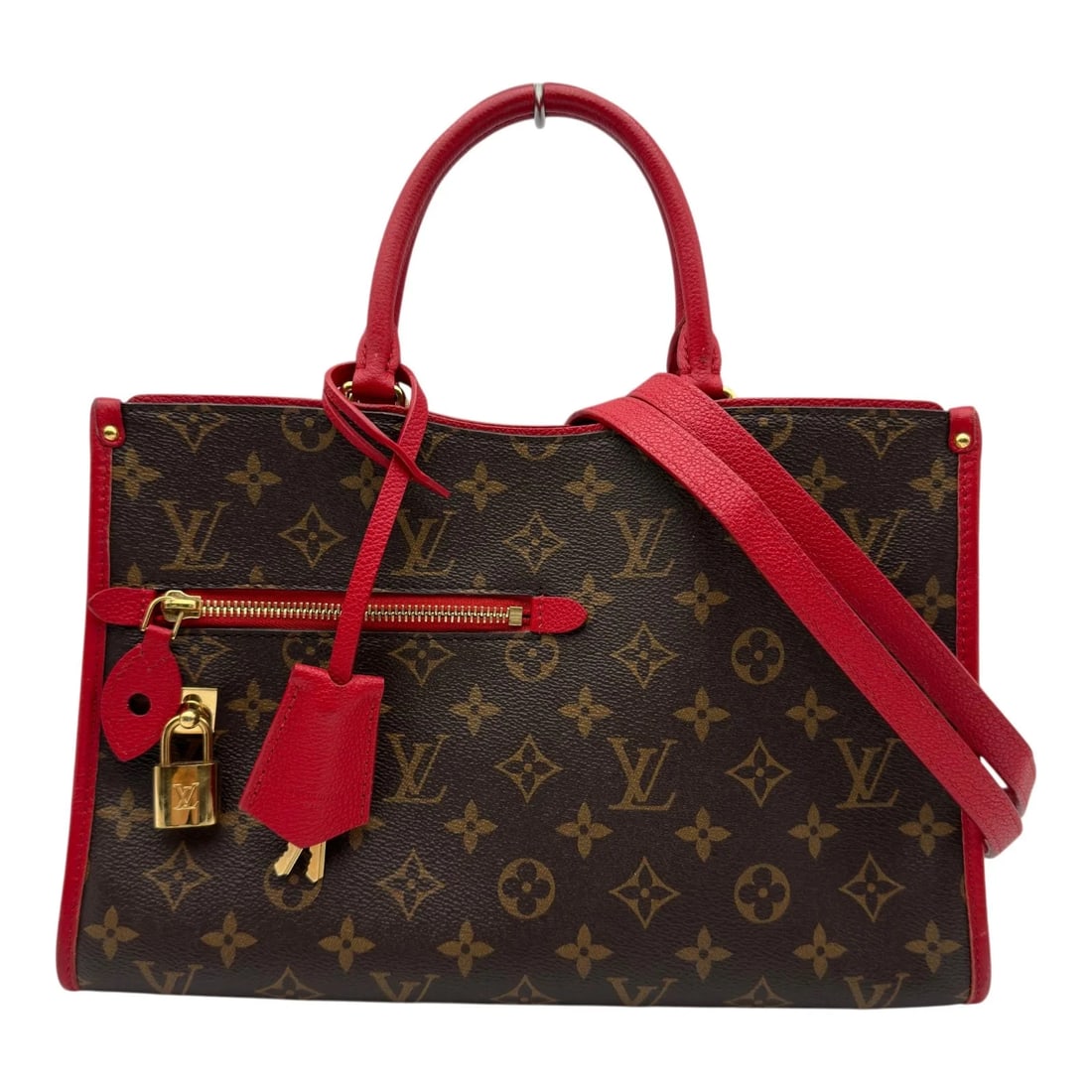 LOUIS VUITTON POPINCOURT PM MONOGRAM/LEATHER SHOULDER BAG: LOUIS VUITTON Popincourt PM Monogram/Leather Shoulder Bag Brand: LOUIS VUITTON Type/Style: Handbag Material: Monogram/Leather Color: Brown/Red Size: W: 31.5cm / H: 20.0cm / D: 12.0cm Accessories: