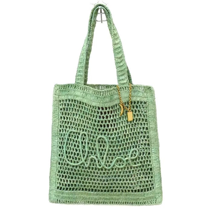 CHLOE SUMMER BANANA TOTE BAG TEA LEAF GREEN: Chloe Summer Banana Tote Bag Tea Leaf Green Brand: Chloe Type/Style: Handbag Material: Raffia Color: Tealeafgreen Size: W34cm x H36cm Accessories: None Accessories Notice: When purchasing