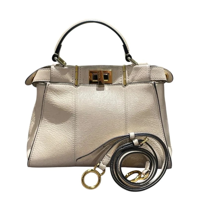 FENDI PEEKABOO MINI IVORY SHOULDER BAG: FENDI Peekaboo Mini Ivory Shoulder Bag Brand: FENDI Type/Style: Handbag Material: Leather Color: ivory Size: W: 23cm / H: 18cm / D: 11cm Accessories: None Accessories Notice: When purchasi