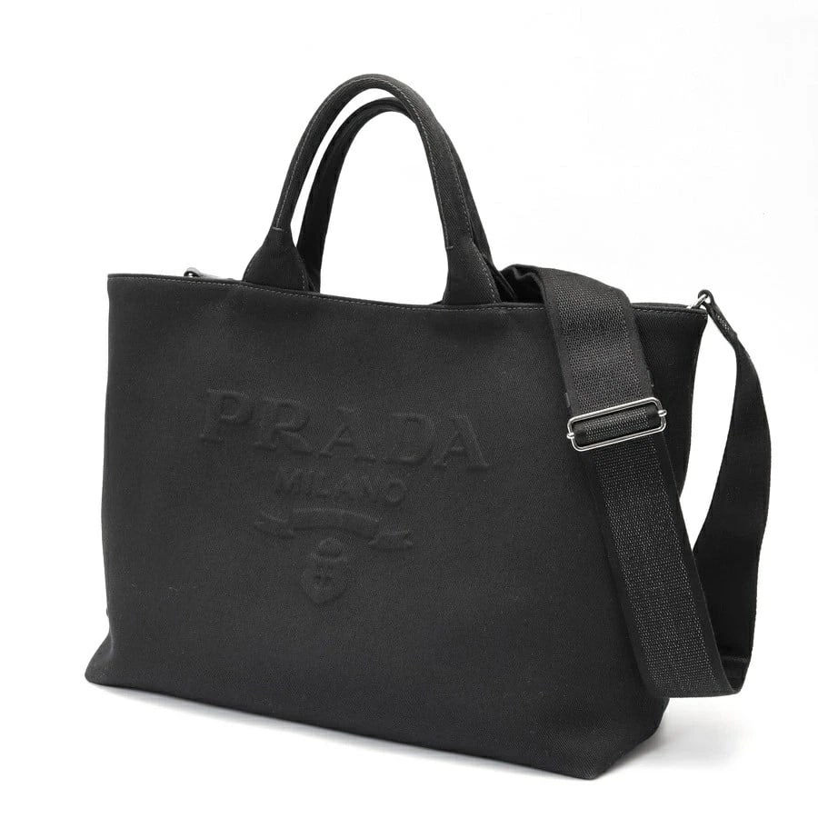PRADA TOTE BAG CANVAS BLACK: Prada Tote Bag Canvas Black Brand: Prada Type/Style: Bag Material: Canvas Color: black Size: W37.5?H30?D16cm Accessories: None Accessories Notice: When purchasing pre-owned goods, please refer to the