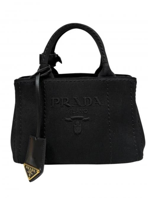 PRADA SHOULDER BAG: PRADA Shoulder Bag Brand: PRADA Type/Style: Handbag Material: Cotton Canvas Color: Black Size: H:15.0cm / W:22.0cm / D:13.0cm Accessories: None Accessories Notice: When purchasing pre-owned goods,