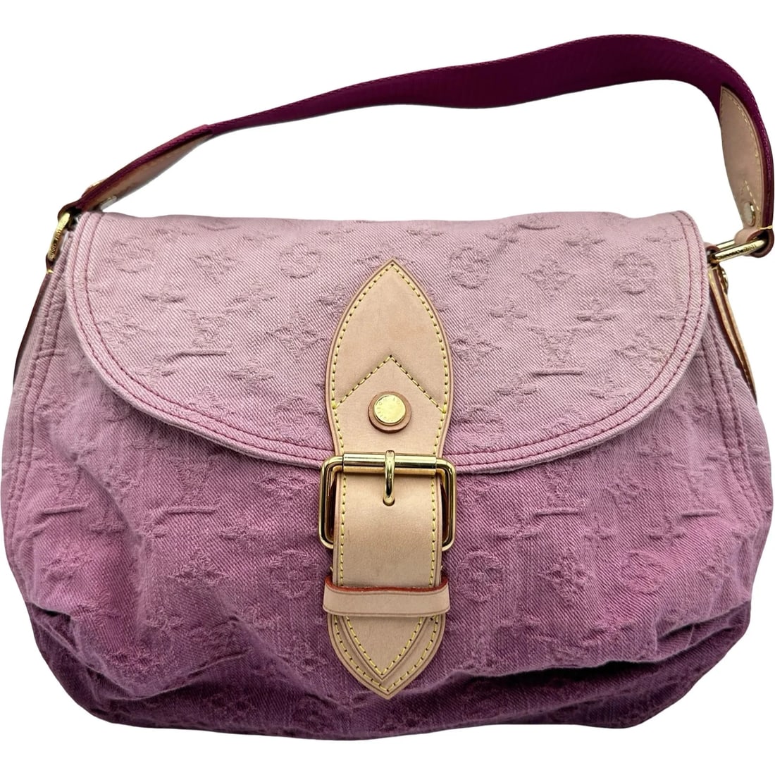 LOUIS VUITTON SUNSHINE ROUGE FAUVISTE MONOGRAM DENIM: LOUIS VUITTON Sunshine Rouge Fauviste Monogram Denim Brand: LOUIS VUITTON Type/Style: Handbag Material: Monogram Denim Color: Rouge Fauviste Size: W: 33cm / H: 25cm / D: 5cm Accessories: None
