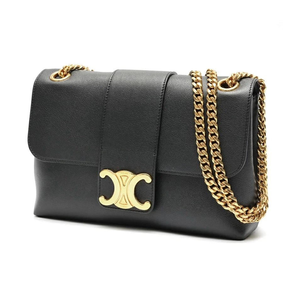 CELINE MEDIUM VICTOIRE CHAIN SHOULDER BAG: Celine Medium Victoire Chain Shoulder Bag Brand: Celine Type/Style: Bag Material: Leather Color: Black Size: W25?H17?D9cm Accessories: None Accessories Notice: When purchasing pre-owned goods, please