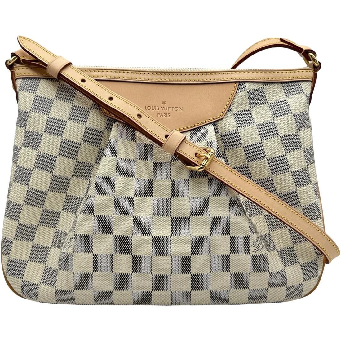 LOUIS VUITTON SIRACUSA PM DAMIER AZUR SHOULDER BAG: LOUIS VUITTON Siracusa PM Damier Azur Shoulder Bag Brand: LOUIS VUITTON Type/Style: Handbag Material: Damier Azur Color: white Size: W: 30cm / H: 22cm / D: 9cm Accessories: None Accessorie