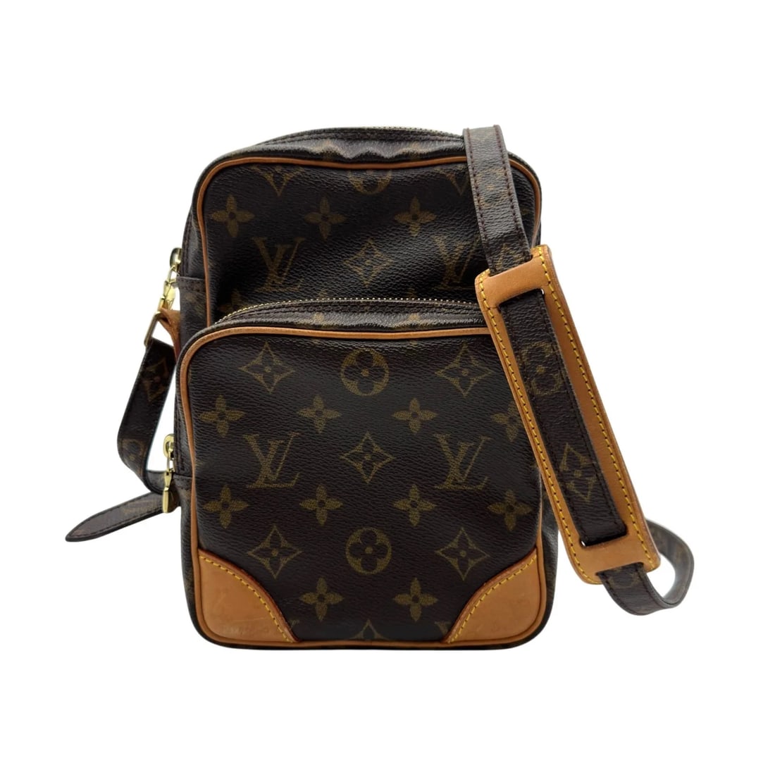 LOUIS VUITTON AMAZON MONOGRAM/LEATHER SHOULDER BAG: LOUIS VUITTON Amazon Monogram/Leather Shoulder Bag Brand: LOUIS VUITTON Type/Style: Handbag Material: Monogram/Leather Color: Brown Size: W: 14.5cm / H: 21.0cm / D: 8.5cm Accessories: None