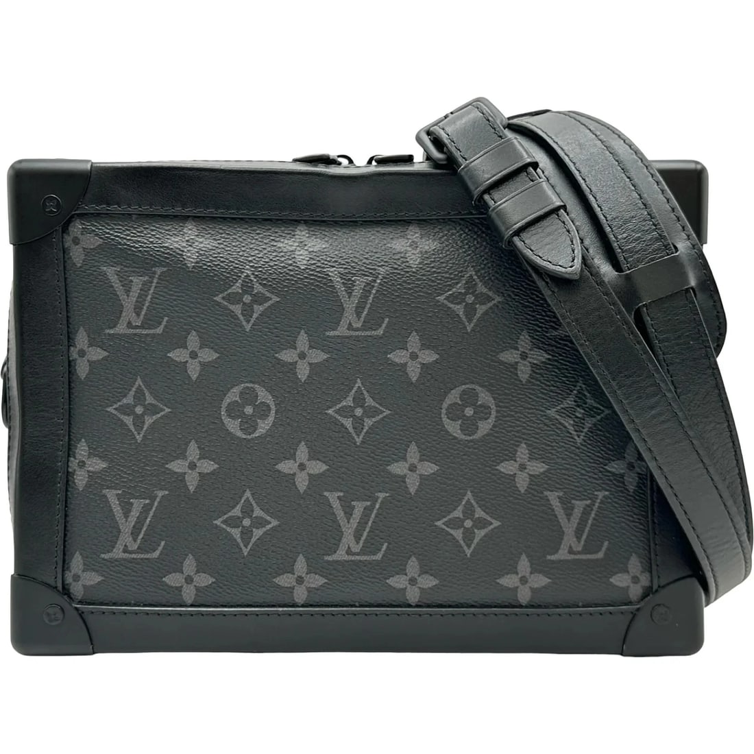 LOUIS VUITTON SOFT TRUNK ECLIPSE SHOULDER BAG: LOUIS VUITTON Soft Trunk Eclipse Shoulder Bag Brand: LOUIS VUITTON Type/Style: Handbag Material: Monogram Eclipse Color: black Size: W: 25cm / H: 18cm / D: 10cm Accessories: None Accessori