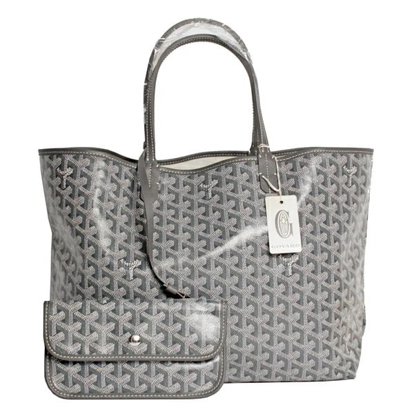 GOYARD SAINT LOUIS PM CANVAS/CALF GREY TOTE BAG: Goyard Saint Louis PM Canvas/Calf Grey Tote Bag Brand: Goyard Type/Style: Handbag Material: Goyardine Canvas/Calfskin Color: Gray Size: W:34?40cm ? H:26cm ? D:13cm Accessories: None Accessories