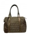 FENDI STUDDED MINI BOSTON BAG: FENDI Studded Mini Boston Bag Brand: FENDI Type/Style: Handbag Material: Canvas Color: Beige X Gold Size: H:17.5cm / W:24.0cm / D:14.0cm Accessories: None Accessories Notice: When purchasi