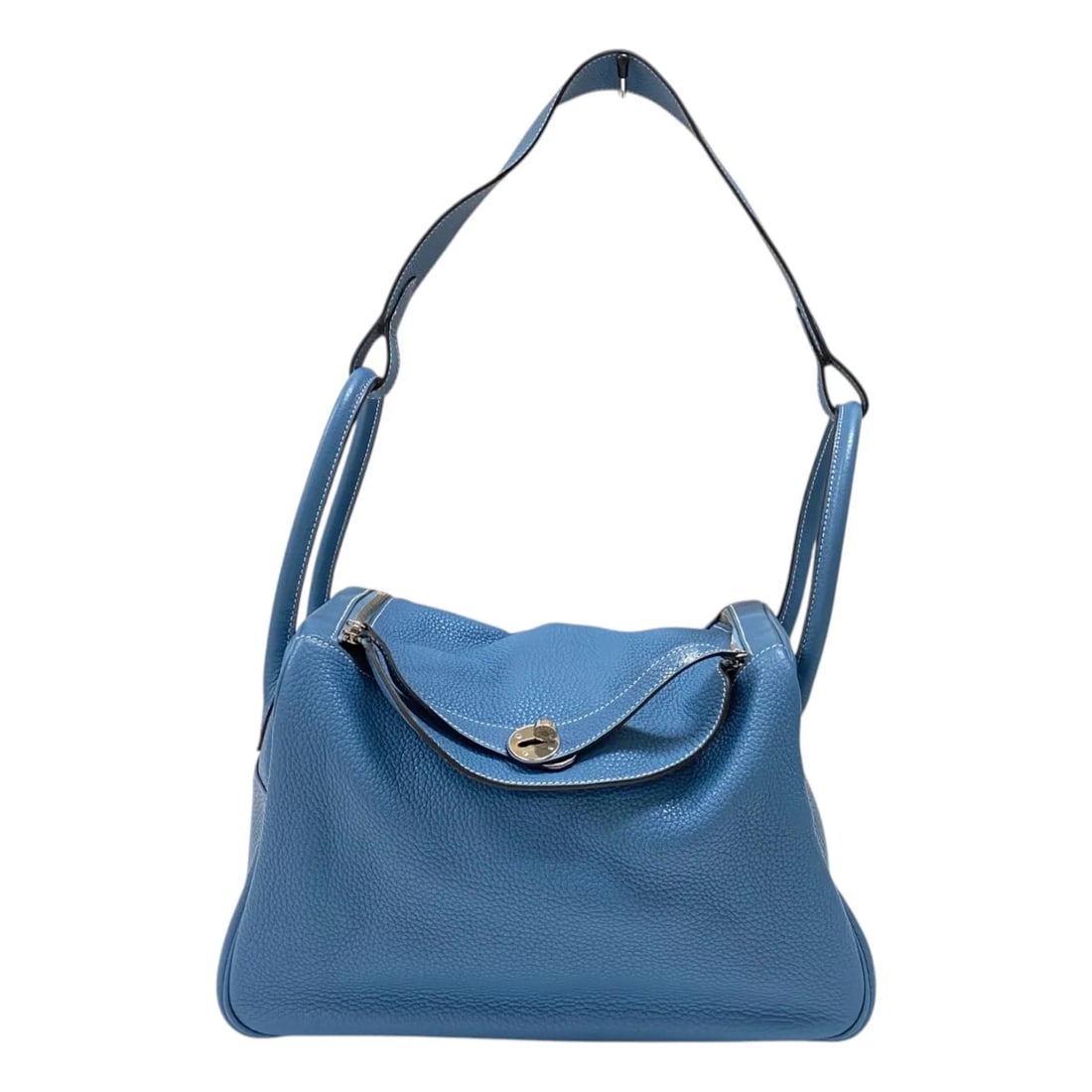 HERMES LINDY 34 BLUE JEAN SHW SHOULDER BAG: HERMES Lindy 34 Blue Jean SHW Shoulder Bag Brand: HERMES Type/Style: Handbag Material: Taurillon Clemence Color: Blue Jean / SV Hardware Size: W: 34cm / H: 22cm / D: 16cm Accessories: None