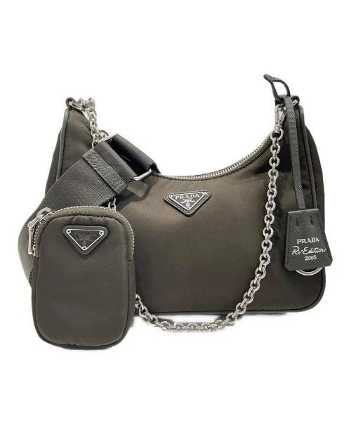 PRADA SHOULDER BAG: PRADA Shoulder Bag Brand: PRADA Type/Style: Handbag Material: Main Material: Recycled Nylon Trim Parts: Leather Color: Olive Size: H:17.0cm / W:22.0cm / D:6.0cm Accessories: None Accessori