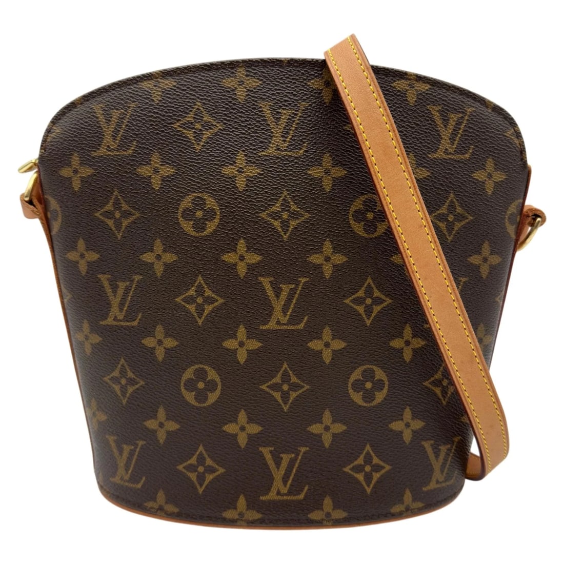 LOUIS VUITTON BROWN MONOGRAM/LEATHER SHOULDER BAG: LOUIS VUITTON Brown Monogram/Leather Shoulder Bag Brand: LOUIS VUITTON Type/Style: Handbag Material: Monogram/Leather Color: brown Size: W: 20.0cm / H: 22.0cm / D: 10.0cm Accessories: None