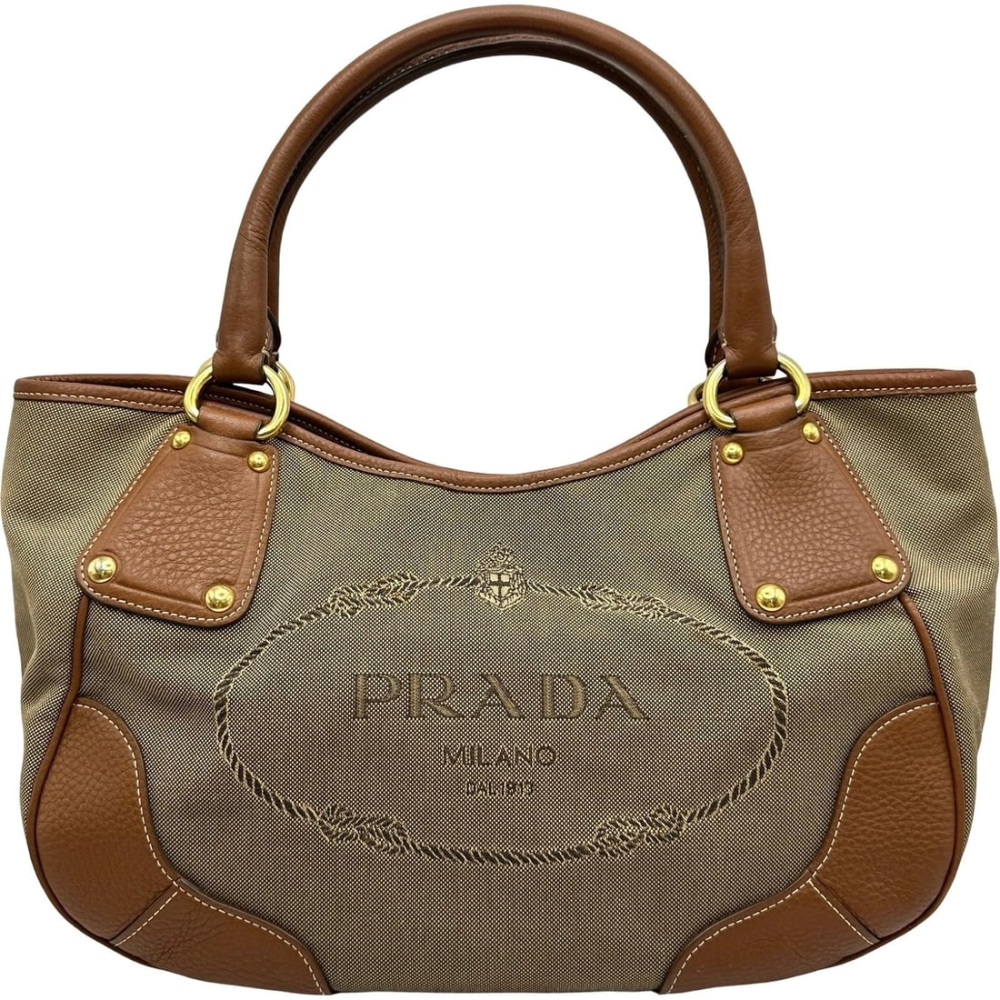 PRADA JACQUARD LOGO BROWN LOGO JACQUARD SHOULDER BAG: PRADA Jacquard Logo Brown Logo Jacquard Shoulder Bag Brand: PRADA Type/Style: Handbag Material: Logo Jacquard Color: brown Size: W: 34cm / H: 20cm / D: 13.5cm Accessories: None Accessories