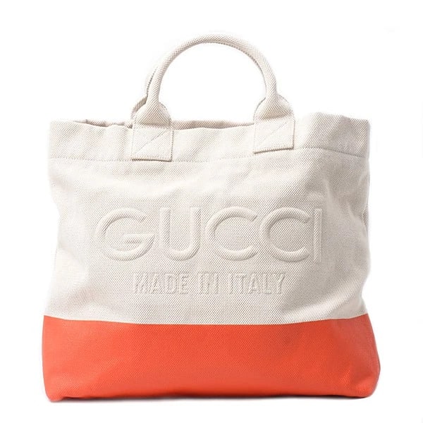 GUCCI HANDBAG TOTE BAG CANVAS WHITE ORANGE: Gucci Handbag Tote Bag Canvas White Orange Brand: GUCCI Type/Style: Handbag Material: Exterior Material Canvas Color: Exterior Color White X Orange Size: H:36.5cm ? W:40cm ? D:16cm Accessories: No