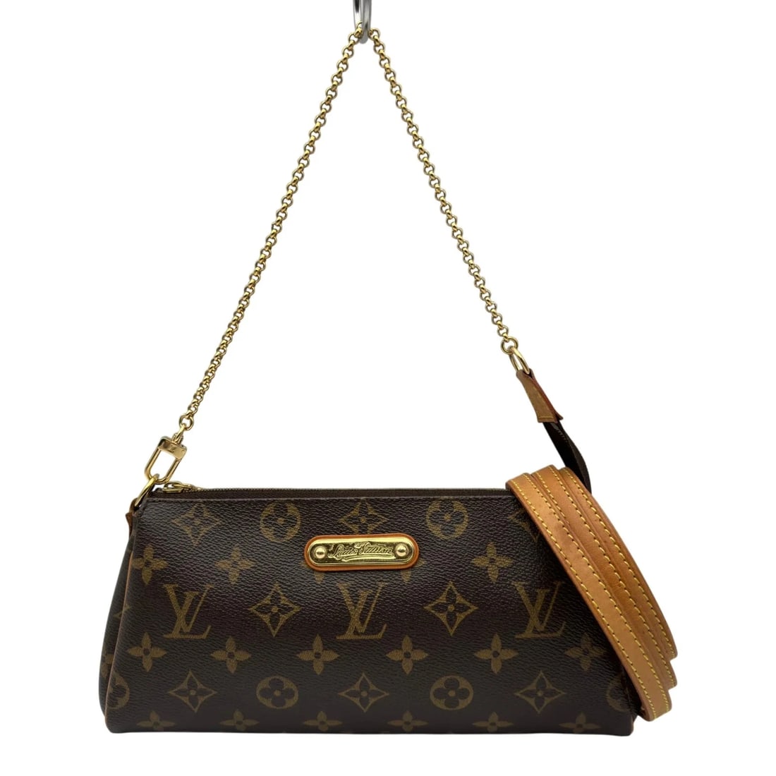 LOUIS VUITTON BROWN MONOGRAM/LEATHER SHOULDER BAG: LOUIS VUITTON Brown Monogram/Leather Shoulder Bag Brand: LOUIS VUITTON Type/Style: Handbag Material: Monogram/Leather Color: Brown Size: W: 25.0cm / H: 12.5cm / D: 2.5cm Accessories: None Accessories