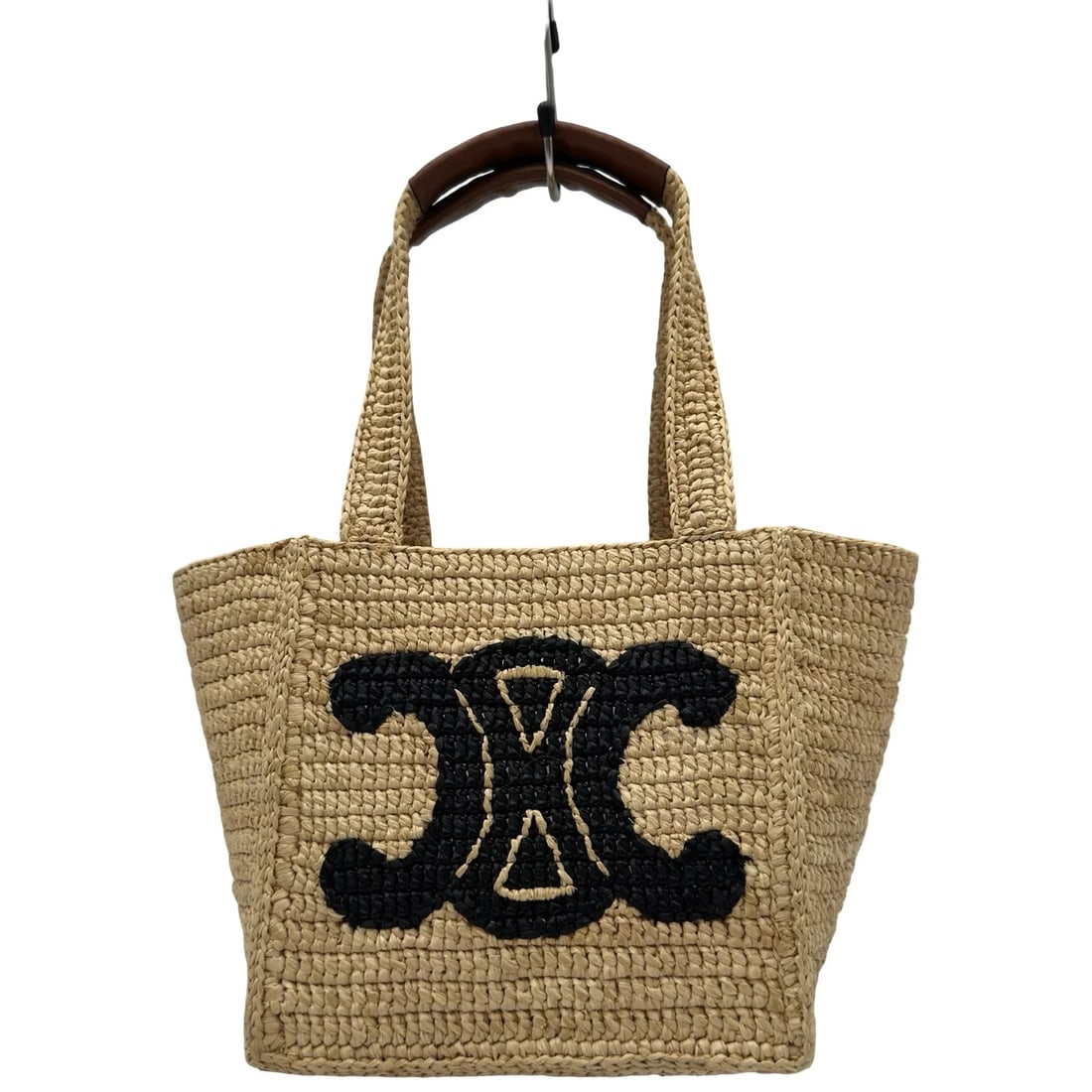 CELINE TRIOMPHE RAFFIA BAG BEIGE/BLACK (1 of 6)