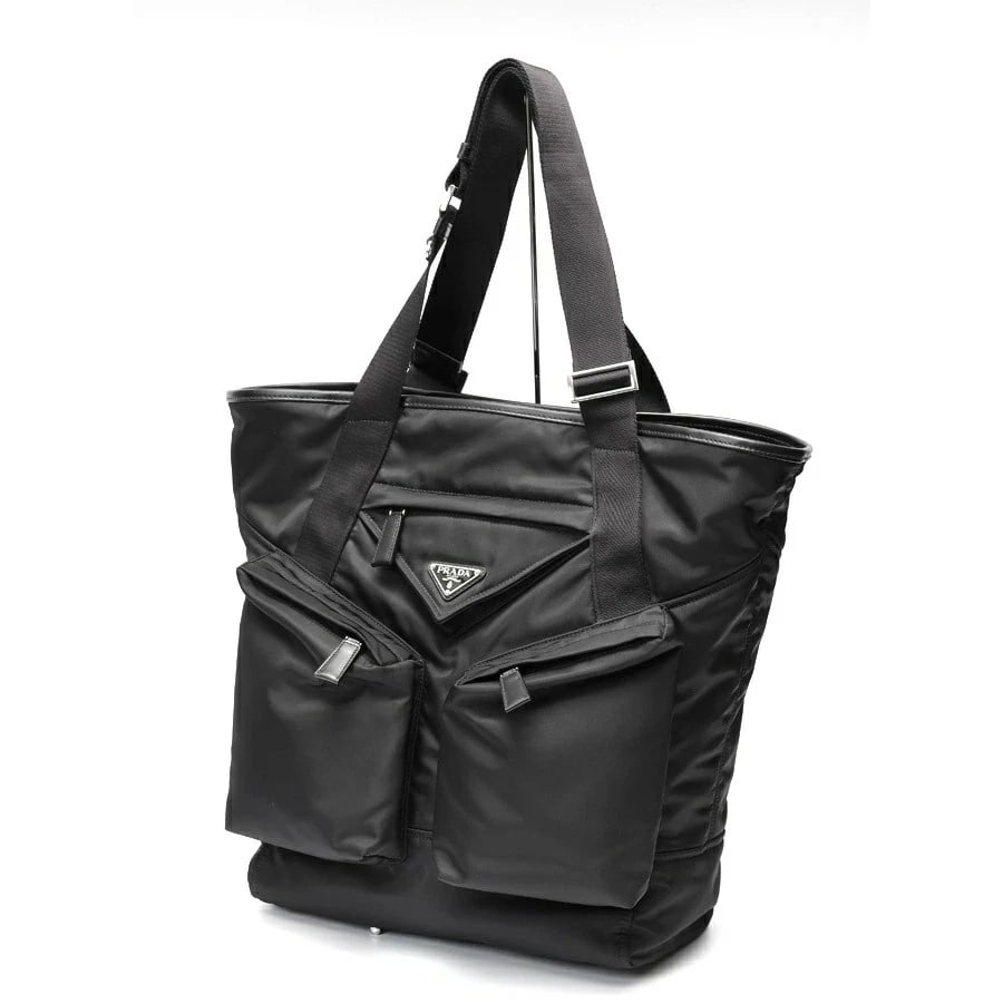 PRADA RE-NYLON X TOTE BAG NYLON BLACK: Prada Re-Nylon x Tote Bag Nylon Black Brand: Prada Type/Style: Bag Material: Nylon/Leather Color: Black Size: W31?H39?D15cm Accessories: None Accessories Notice: When purchasing pre-owned goods,
