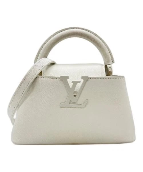 LOUIS VUITTON CAPUCINES EW MINI: LOUIS VUITTON Capucines EW MINI Brand: LOUIS VUITTON Type/Style: Handbag Material: Matte Taurillon Leather/Cowhide Color: Optic White Size: H:11.5cm / W:22.0cm / D:7.0cm Accessories: None