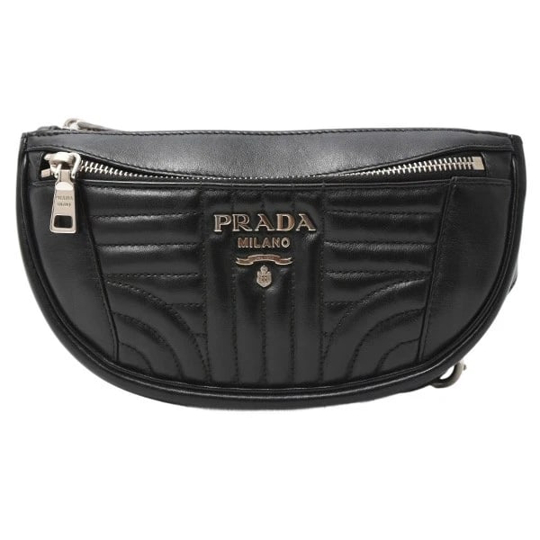 PRADA SOFT CALF WAIST BAG BODY BAG: Prada Soft Calf Waist Bag Body Bag Brand: PRADA Type/Style: Handbag Material: Exterior Material Leather Color: Exterior Color Black Size: W: 23cm ? H: 12cm ? D: 3.4cm Accessories: None Accessories