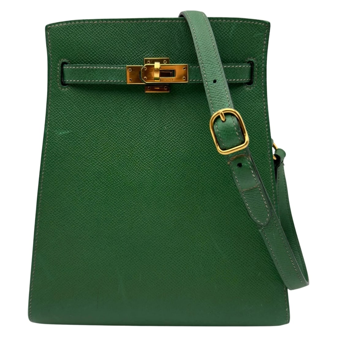 HERMES KELLY GREEN/GHW COURCHEVEL SHOULDER BAG: HERMES Kelly Green/GHW Courchevel Shoulder Bag Brand: HERMES Type/Style: Handbag Material: Cushvel Color: Green // GD Hardware Size: W: 20.0cm / H: 23.0cm / D: 7.0cm Accessories: None Accessories