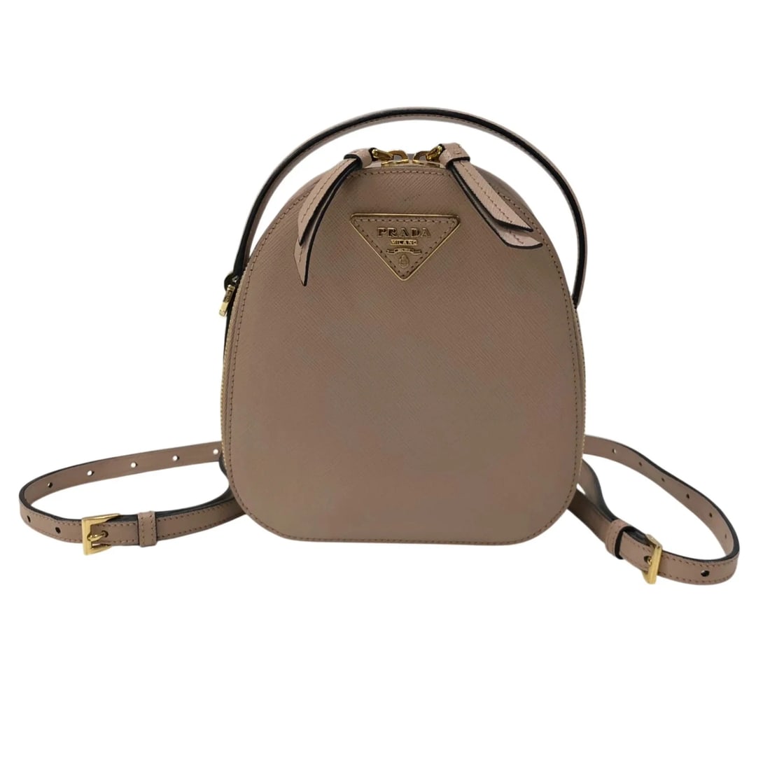 PRADA ODETTE SAFFIANO MINI PINK BEIGE SAFFIANO LEATHER: PRADA Odette Saffiano Mini Pink Beige Saffiano Leather Brand: PRADA Type/Style: Handbag Material: Saffiano Leather Color: Pink Beige / GD Hardware Size: W: 17cm / H: 18cm / D: 6.5cm Accessories: None