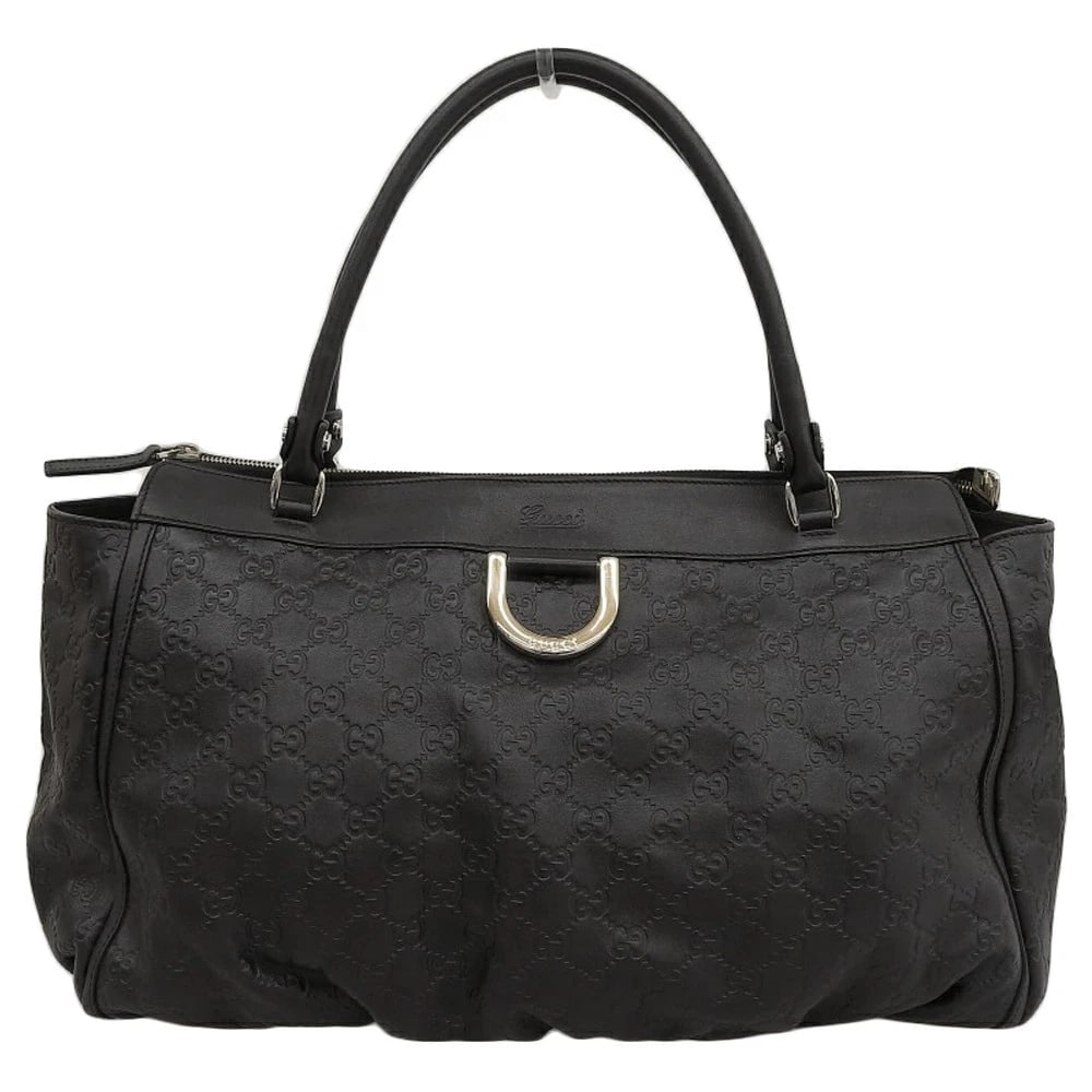 GUCCI GUCCISSIMA BOSTON BAG LEATHER BLACK: GUCCI Guccissima Boston Bag Leather Black Brand: Gucci Type/Style: Handbag Material: Leather Color: Black Size: W: 40cm (bottom) / H: 27cm / D: 14.5cm Accessories: None Accessories Notice: When