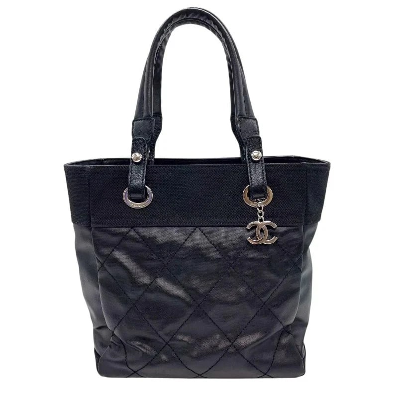 CHANEL TOTE PM 12 SERIES BLACK SHW COATED CANVAS: CHANEL Tote PM 12 Series Black SHW Coated Canvas Brand: CHANEL Type/Style: Handbag Material: Coated Canvas Color: Black / SV Hardware Size: W: 25cm / H: 27cm / D: 11cm Accessories: None Accessories