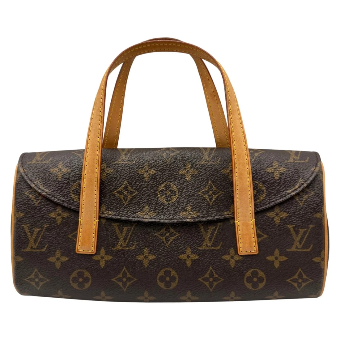 LOUIS VUITTON BROWN MONOGRAM/LEATHER HANDBAG: Louis Vuitton Brown Monogram/Leather Handbag Brand: LOUIS VUITTON Type/Style: Handbag Material: Monogram/Leather Color: brown Size: W: 28.0cm / H: 13.0cm / D: 5.5cm Accessories: None Accessories