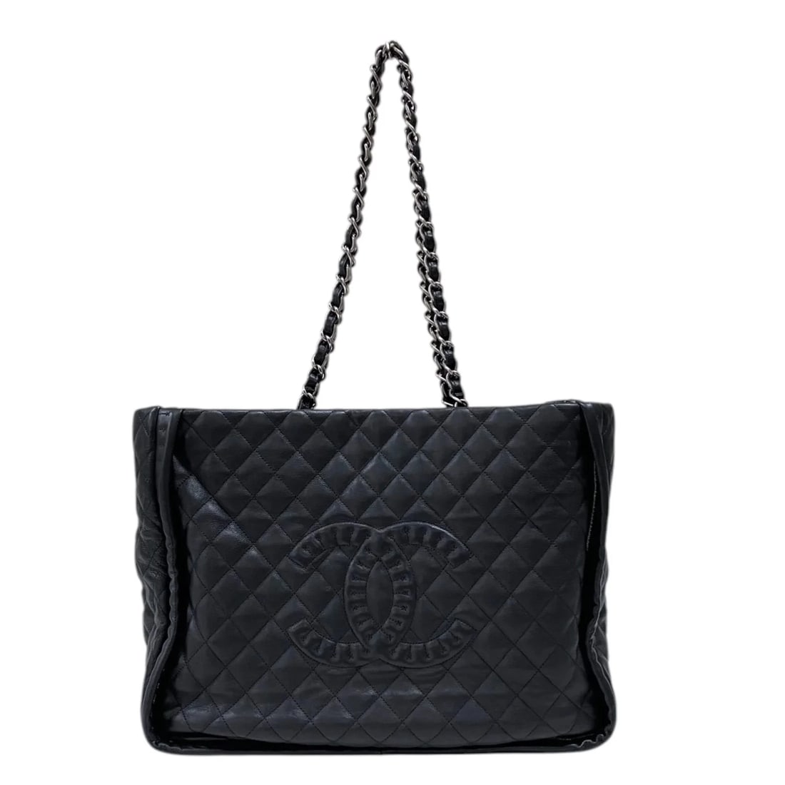 CHANEL COCO MARK CHAIN BLACK SHW CALF SHOULDER BAG: CHANEL Coco Mark Chain Black SHW Calf Shoulder Bag Brand: CHANEL Type/Style: Handbag Material: Calf Color: Black / SV Hardware Size: W: 35cm / H: 26cm / D: 15cm Accessories: None Accessories Notice: