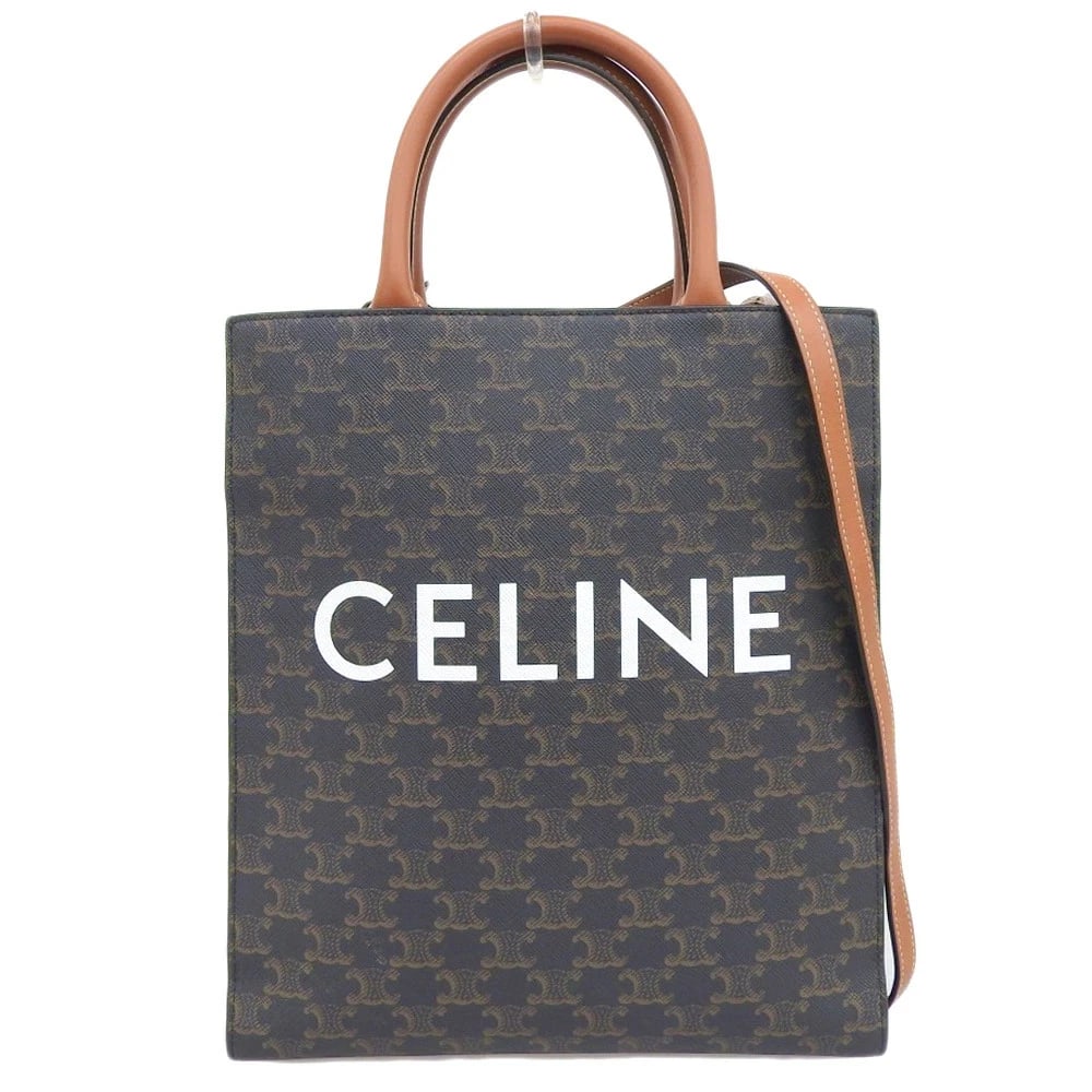 CELINE TRIOMPHE SMALL VERTICAL CABAS TOTE BAG SHOULDER BAG BROWN: CELINE Triomphe Small Vertical Cabas Tote Bag Shoulder Bag Brown Brand: Celine Type/Style: 2-Way Bag Material: Pvc Color: Brown Size: W:28cm / H:31.5cm / D:8cm Accessories: None Accessories Notice: