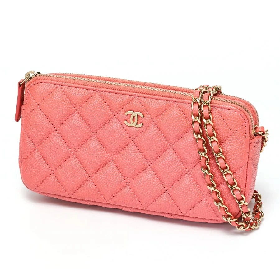 CHANEL MATELASSE CHAIN WALLET SHOULDER BAG CAVIAR SKIN PINK: CHANEL MATELASSE Chain Wallet Shoulder Bag CAVIAR SKIN Pink Brand: CHANEL Type/Style: Bag Material: Caviar Skin Color: Pink Size: W18?H9?D3cm Accessories: None Accessories Notice: When purchasing