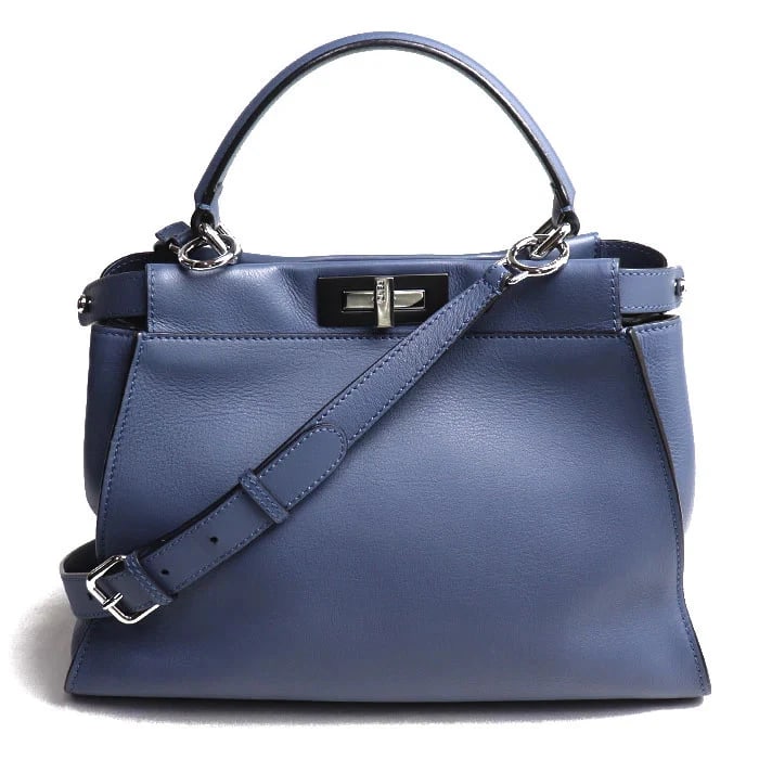 FENDI PEEKABOO REGULAR SHOULDER BAG BLUE: FENDI Peekaboo Regular Shoulder Bag Blue Brand: FENDI Type/Style: Handbag Material: Leather Color: Blue Size: W29cm x H25cm x D12cm Accessories: None Accessories Notice: When purchasing pre-owned