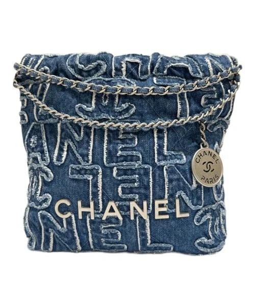 CHANEL CHANEL 22 MINI: CHANEL Chanel 22 Mini Brand: CHANEL Type/Style: Handbag Material: Denim Color: Denim Size: H:19cm / W:18cm / D:7cm Accessories: None Accessories Notice: When purchasing pre-owned goods, please refer