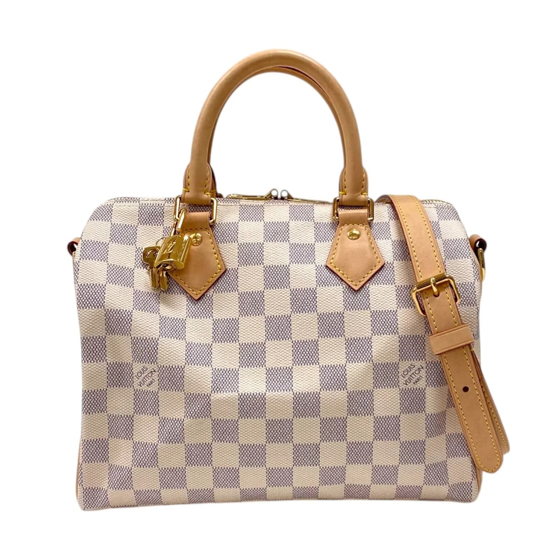 LOUIS VUITTON SPEEDY BANDOULI?RE 25 DAMIER AZUR: Louis Vuitton Speedy Bandouli?re 25 Damier Azur Brand: LOUIS VUITTON Type/Style: Handbag Material: Damier Azur Canvas Color: white Size: W: 25cm / H: 20cm / D: 15cm Accessories: None Accessories