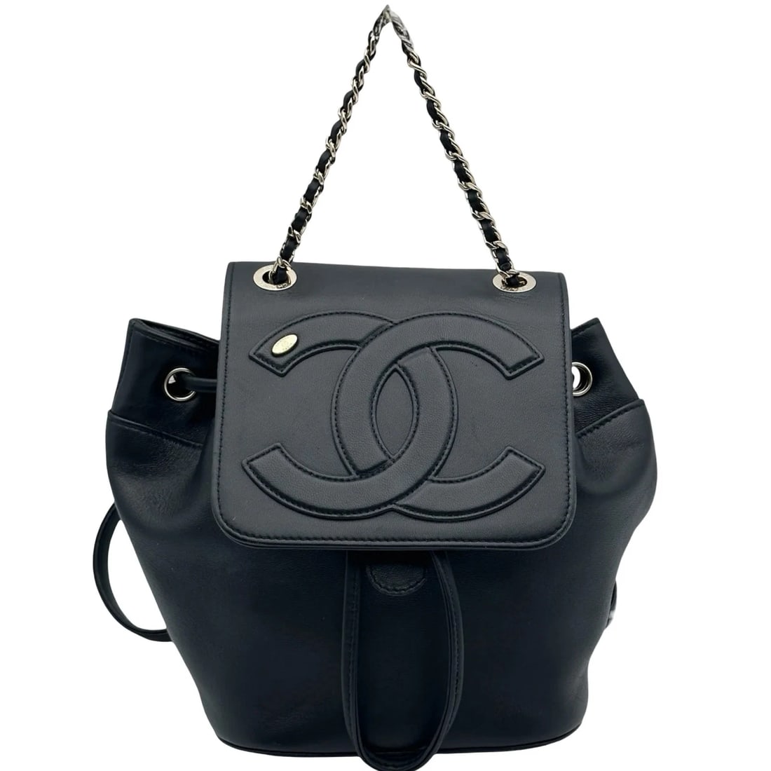 CHANEL COCO MARK BACKPACK 27 SERIES BLACK SHW LAMBSKIN: CHANEL Coco Mark Backpack 27 Series Black SHW Lambskin Brand: CHANEL Type/Style: Handbag Material: Lamb Color: Black / SV Hardware Size: W: 16cm / H: 20cm / D: 12cm Accessories: None Acces