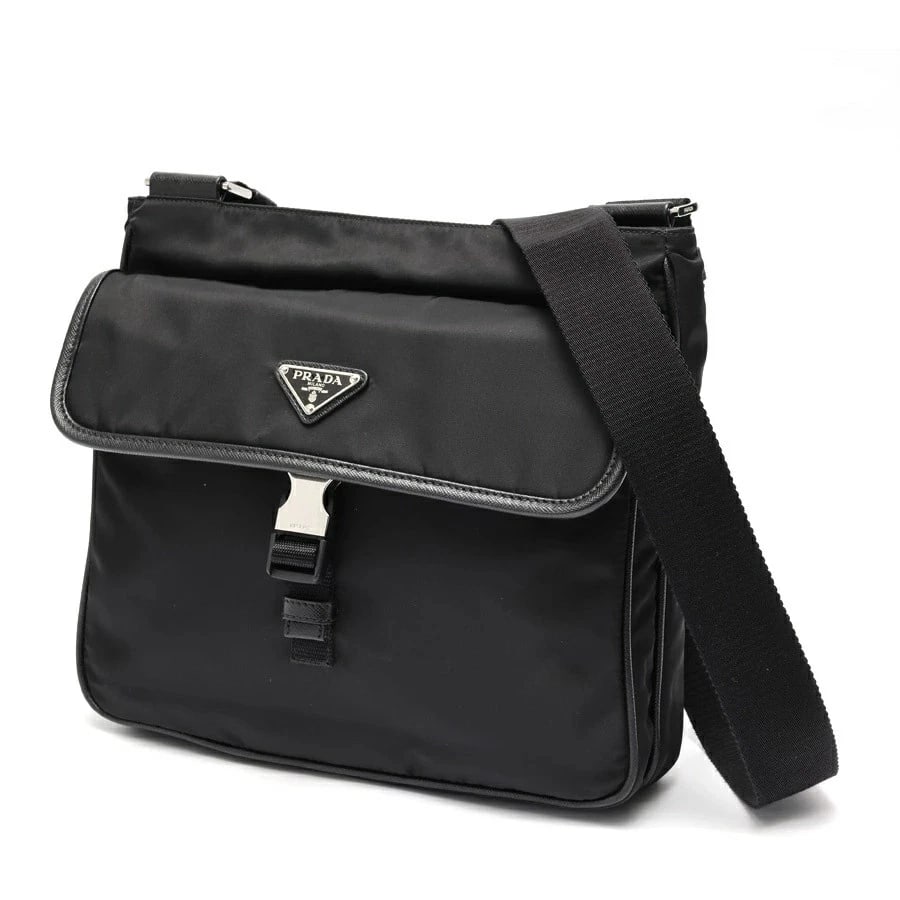 PRADA SAFFIANO SHOULDER BAG NYLON BLACK: Prada Saffiano Shoulder Bag Nylon Black Brand: Prada Type/Style: Bag Material: Nylon Color: Black Size: W26.5?H24?D7cm Accessories: None Accessories Notice: When purchasing pre-owned goods, please