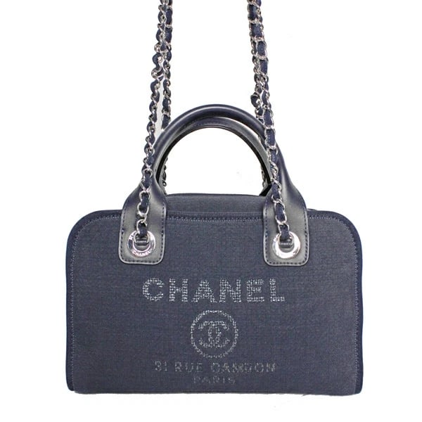 CHANEL DEAUVILLE CANVAS NAVY: Chanel Deauville Canvas Navy Brand: Chanel Type/Style: Handbag Material: Canvas Color: Navy Size: W:27cm ? H:17cm ? D:11.5cm Accessories: None Accessories Notice: When purchasing pre-owned